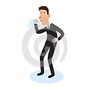 Coughing man. Man sneezes. Vector illustration photo