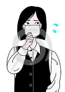 Coughing office girl