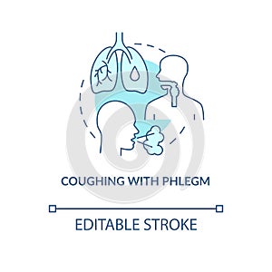 Coughing with phlegm blue concept icon photo