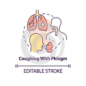 Coughing with phlegm concept icon photo