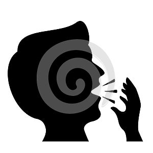 Coughing or sneezing man vector icon