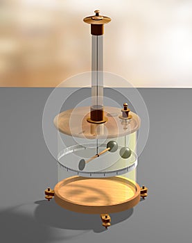 Coulomb`s Torsion Balance. Coulomb`s experiment. The torsion balance apparatus. photo