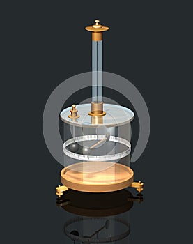 Coulomb`s Torsion Balance. Coulomb`s experiment. The torsion balance apparatus. Physics. photo