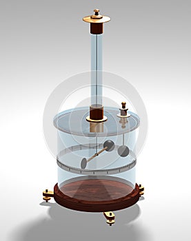 Coulomb`s Torsion Balance. Coulomb`s experiment. The torsion balance apparatus. Physics. photo