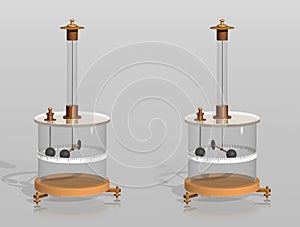 Coulomb`s Torsion Balance. Coulomb`s experiment. The torsion balance apparatus. Physics. photo