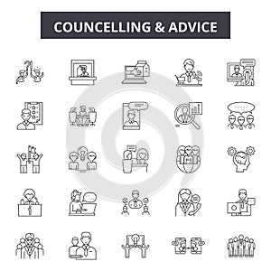 Councelling line icons, signs, vector set, outline illustration concept photo