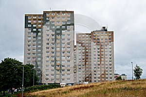 Council flats in poor housing estate with many social welfare issues in LInwood