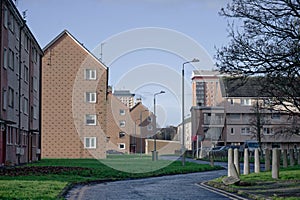 Council flats in poor housing estate with many social welfare issues in Port Glasgow