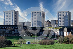 Council flats in poor housing estate with many social welfare issues at Torry in Aberdeen