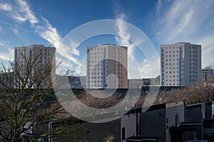 Council flats in poor housing estate with many social welfare issues at Torry in Aberdeen