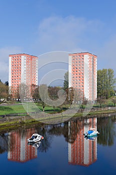 Council flats in poor housing estate with many social welfare issues at Torry in Aberdeen