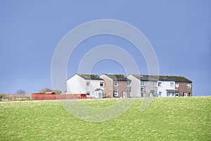 Council house row in seaside town by coast Greenock UK