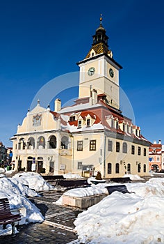 Council House in winter. Brasov, Romania