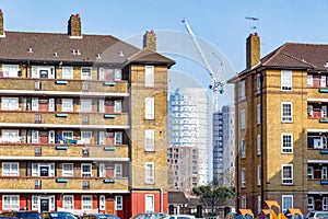 Council housing blocks and modern tower block flats