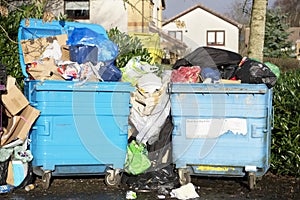 Council rubbish containers on wheels for refuge garbage collection