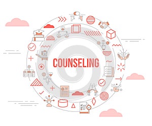 counseling concept with icon set template banner and circle round shape