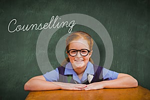 Counselling against green chalkboard photo
