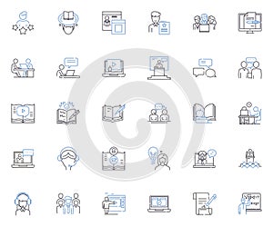 Counselor line icons collection. Guidance, Support, Listener, Therapeutic, Insight, Empathy, Healing vector and linear photo