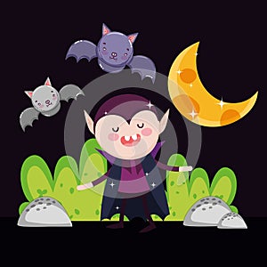 Count dracula bats moon night halloween