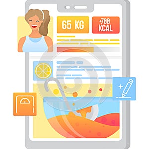 Count food calorie mobile app icon vector