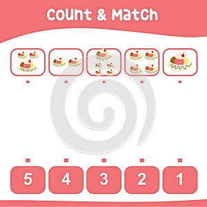 Count and match the banana split ice cream together worksheet for kids.