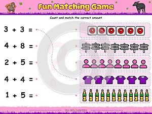 Count and match the correct summation of objects part Eigth