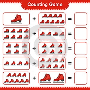 Count and match, count the number of Ice Skates and match with the right numbers. Educational children game, printable worksheet,