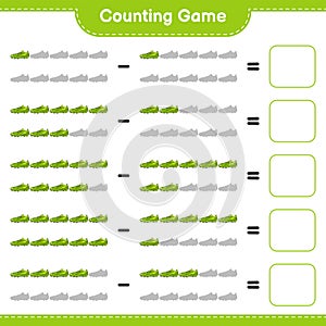 Count and match, count the number of Soccer Shoes and match with the right numbers. Educational children game, printable worksheet