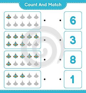 Count and match, count the number of Whirligig Toy and match with the right numbers. Educational children game, printable