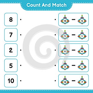 Count and match, count the number of Whirligig Toy and match with the right numbers. Educational children game, printable