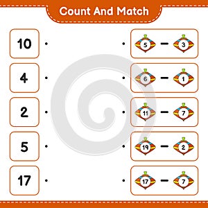 Count and match, count the number of Whirligig Toy and match with the right numbers. Educational children game, printable