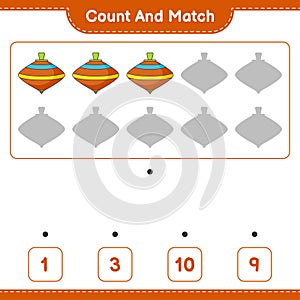 Count and match, count the number of Whirligig Toy and match with the right numbers. Educational children game, printable