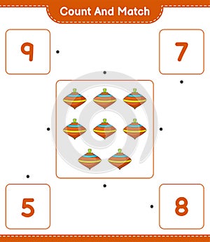 Count and match, count the number of Whirligig Toy and match with the right numbers. Educational children game, printable