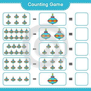 Count and match, count the number of Whirligig Toy and match with the right numbers. Educational children game, printable