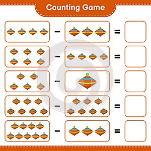 Count and match, count the number of Whirligig Toy and match with the right numbers. Educational children game, printable