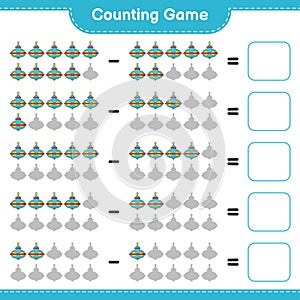 Count and match, count the number of Whirligig Toy and match with the right numbers. Educational children game, printable