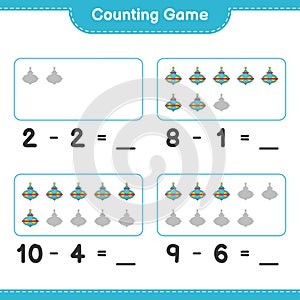 Count and match, count the number of Whirligig Toy and match with the right numbers. Educational children game, printable