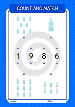 Count and match game with message bottle. worksheet for preschool kids, kids activity sheet