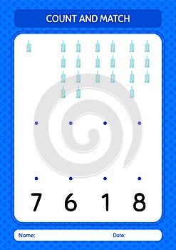 Count and match game with message bottle. worksheet for preschool kids, kids activity sheet