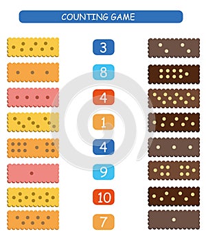 Count and match - worksheet for kids. Educational and mathematical game for kindergarten and preschool.