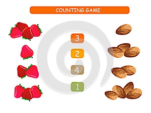 Count and match - worksheet for kids. Educational and mathematical game for kindergarten and preschool.