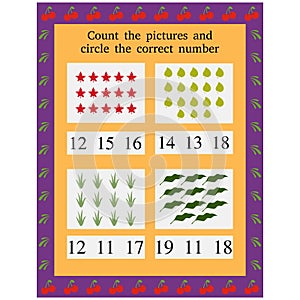 Count the pictures and circle the correct number