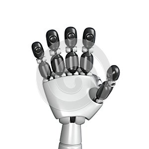 Count by robot hand. Robot fingers shows numbers.