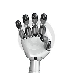 Count by robot hand. Robot fingers shows numbers.