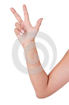 Count to five: Hand showing the number three