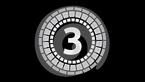 Countdown From 1 to 5 with Rotating Circle Effect on Black Background