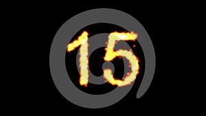 Countdown 30 seconds with fire effect on plain black background