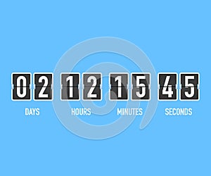 Countdown clock counter timer. UI app digital count down circle board meter with circle time pie diagram.