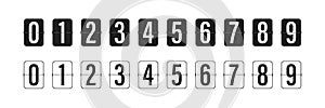 Countdown clock counter timer. Vector icon on white background.. Collection of mechanical flip countdown numbers.Timer, scoreboard
