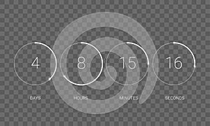 Countdown clock counter vector digital timer